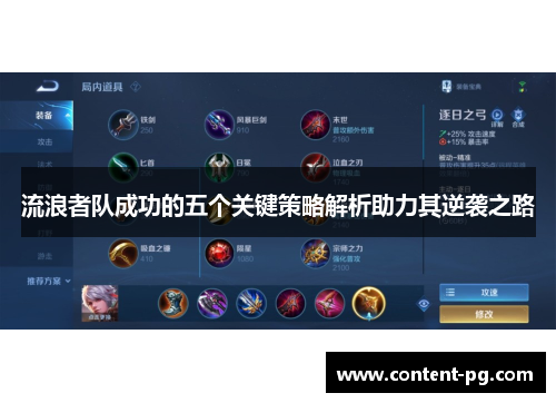 流浪者队成功的五个关键策略解析助力其逆袭之路 流浪者队成功的五个关键策略解析助力其逆袭之路
