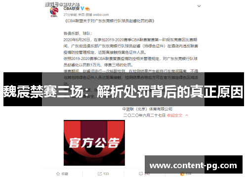 魏震禁赛三场：解析处罚背后的真正原因